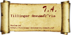 Tillinger Annamária névjegykártya